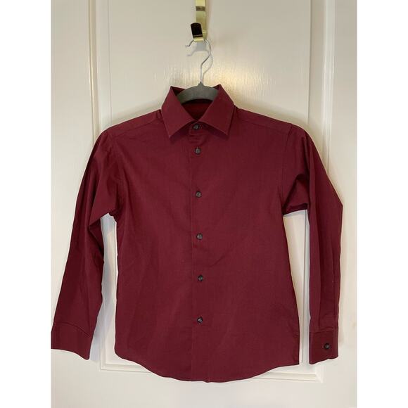 Chaps boys youth long sleeve burgundy button up size small - Picture 1 of 4